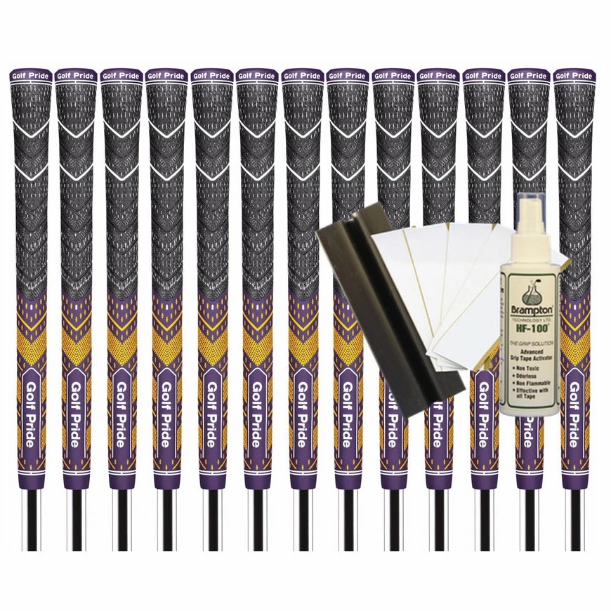 Golf Pride MCC Plus4 *TEAMS* MIDSIZE Grip (Purple/yellow) - 13pcs + Golf Grip Kit 3 Golf Pride MCC Plus4 *TEAMS* MIDSIZE Grip (Purple/yellow) - 13pcs + Golf Grip Kit